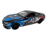 Macheta BMW M4 Racing albastru 1:24 metal pull back lumini si sunete
