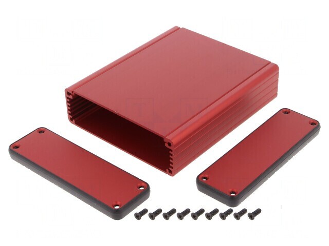 Carcasă aluminiu roşu de 1455 x 103 x 120 x 30 mm