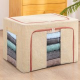 Cutie de depozitare pliabila, flippy, 24 l, din bumbac si in, 40x30x20 cm, 2 ferestre, frontala si laterala, 2 usi de acces cu fermoar bidirectional,
