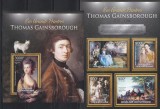 Centrafricana 2013 - Picturi de Thomas Gainsborough, Bloc+Colita, MNH