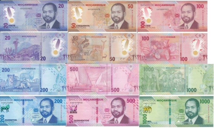 Bancnota Mozambic 20 - 1.000 Meticais 2024 - PNew UNC ( set x6 - 3 polimer - vezi descriere )
