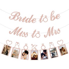 Set petrecerea burlacitelor, 3 banner BRIDE TO BE/MISS TO MRS,/Poze, Roz