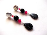 cercei sidef lacrima ,agate fucsia si onix 42180