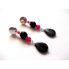 cercei sidef lacrima ,agate fucsia si onix 42180