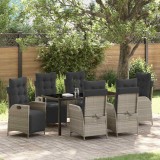 VidaXL Set de masă pentru grădină 7 pcs Gri deschis Rattan poli