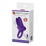 Cumpara ieftin Inel Erectie Vibratii &amp; Stimulare Clitoris Pretty Love, Silicon ABS, 10 Functii, Violet, Diametru 5.6cm