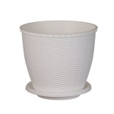 Ghiveci din plastic, Critex, cu farfurie, alb, D 22.5 cm