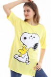 J753-9 Tricou lung cu imprimeu SNOOPY si crapaturi laterale