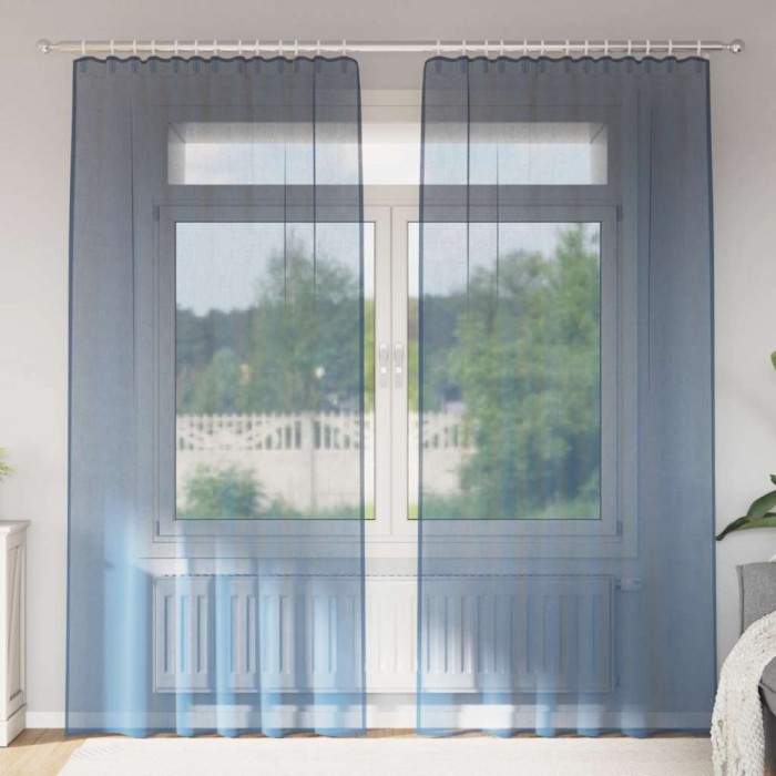 Gossi perdele voile cu bucle 2 buc albastru regal 140x245 cm