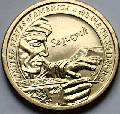 1 Dollar 2017 USA, Sacagawea Native, unc, Sequoyah, litera P/D foto