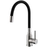 Baterie bucatarie Alveus Flexa, pipa flexibila, cartus ceramic, Negru Satin