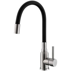Baterie bucatarie Alveus Flexa, pipa flexibila, cartus ceramic, Negru Satin