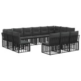 vidaXL Set de canapele de exterior cu pernă 10 pcs Negru și Gri &icirc;nchis 3437581