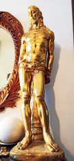 Statuie Domnul Isus la stalpul infamiei - 100 cm, cu foita de aur,vintage,unicat foto