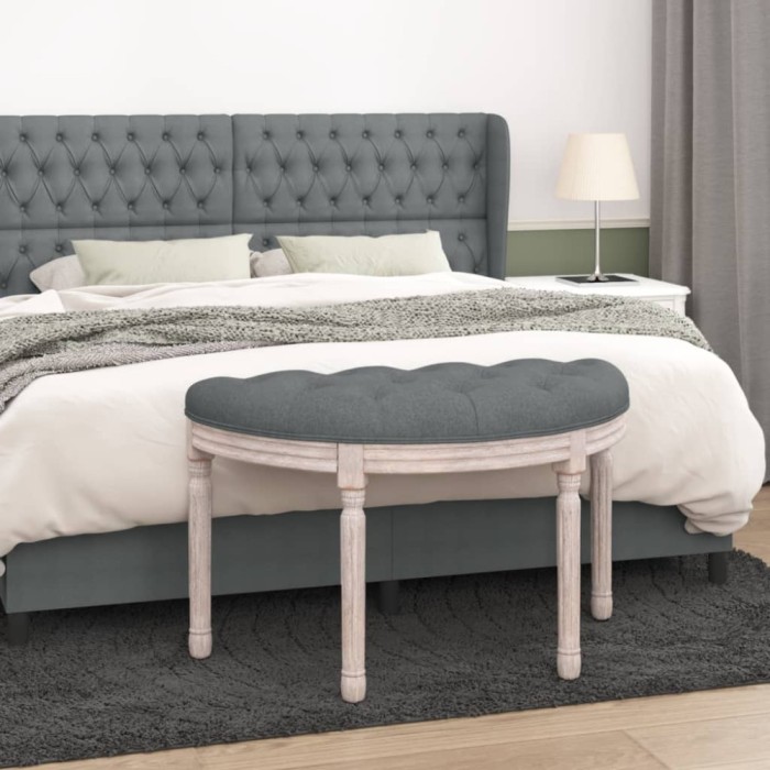 Bancă, gri &icirc;nchis, 81,5x41x49 cm, material textil