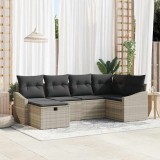 VidaXL Set de canapele pentru grădină cu pernă 6 pcs Gri deschis, Gri