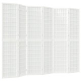 Cumpara ieftin Paravan pliabil cu 6 panouri, stil japonez, alb, 240x170 cm
