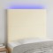 vidaXL Tăblie de pat cu LED, crem, 90x5x118/128 cm, piele ecologică 3122224