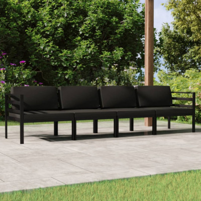 vidaXL Set mobilier de grădină cu perne, 4 piese, antracit, aluminiu foto