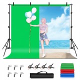 Cumpara ieftin Suport Fundal Foto Portabil 2x2m, 3 Fundaluri si 4 Cleme, Pliabil, Montare Usoara, pentru Studio Foto Video, Geanta Inclusa, Multicolor