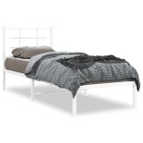 Cumpara ieftin Cadru de pat metalic fara saltea, cu tablie, alb, 75x190 cm