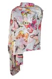 Esarfa cu fluturi din material tip casmir, Dacali, gri, 185 x 75 cm, Marime universala