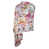 Esarfa cu fluturi din material tip casmir, Dacali, gri, 185 x 75 cm