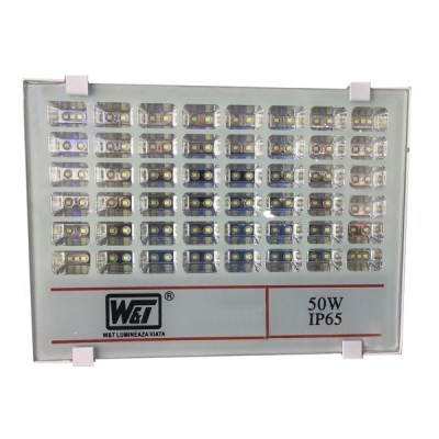 Proiector 100LED T019 50W IP65 Alb Rece 220V WT foto