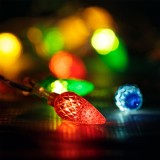 Instalație Lumini Crăciun, Led, Conuri Colorate, 20 Becuri, 2.25m, Alb Cald, Cablu Transparent, Oem