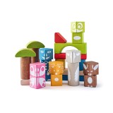 Cumpara ieftin Set cuburi din lemn cu imprimeu colorat Woodyland 26 piese
