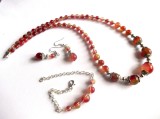 Set Bijuterii Agate Bej Grena: Colier, Cercei &amp; Bratara Reglabila - Pietre Semipretioase, Set Cadou Handmade &amp; Fashion