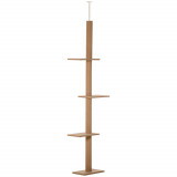 PawHut Coloană de Zg&acirc;riat Reglabilă pe 4 Nivele, Tapițată, 43x27x228-260cm, Gri | Aosom Romania