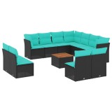 Cumpara ieftin Set mobilier de gradina cu perne, 12 piese, negru, poliratan