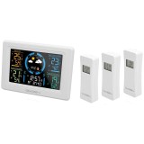 Statie meteo interior-exterior GoGEN ME 3397 W, LCD color, 3 senzori inclusi, ceas cu alarma, alb