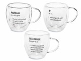 Cumpara ieftin Set 3 cani sticla dubla neagra transparenta &Oslash; 9,5 cm x 9 H, 200 ml