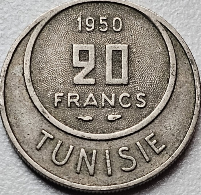 20 Francs 1950 Tunisia, Protectorat francez, km#274