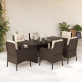 VidaXL Set mobilier de grădină cu perne, 7 piese, maro, poliratan 3211882
