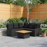 vidaXL Seturi de mobilier cu pernă 6 pcs Negru Ratan PE 3422181