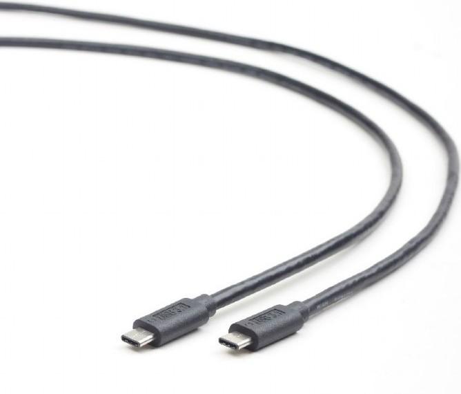 CABLU alimentare si date GEMBIRD, pt. smartphone, USB 3.1, USB Type-C (T) la USB Type-C (T), 1m, conectori auriti, negru, &quot;CCP-USB3.1-CMCM-1M&quot; (timbru