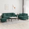 VidaXL Set canapea cu perne, 3 piese, verde &icirc;nchis, catifea 3202282