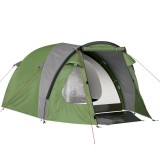Outsunny Cort de Camping pentru 4 Persoane, 2 Camere, Ferestre și Uși, Preș de Sol, C&acirc;rlig &icirc;n Tavan, 323x248x150cm, Verde | Aosom Romania
