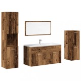 Cumpara ieftin Set mobilier de baie, 4 piese, lemn vechi, lemn prelucrat