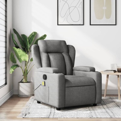 vidaXL Fotoliu de masaj rabatabil, gri &amp;icirc;nchis, material textil foto