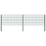 vidaXL Panou de gard cu st&acirc;lpi, verde, 3,4 x 0,8 m, fier