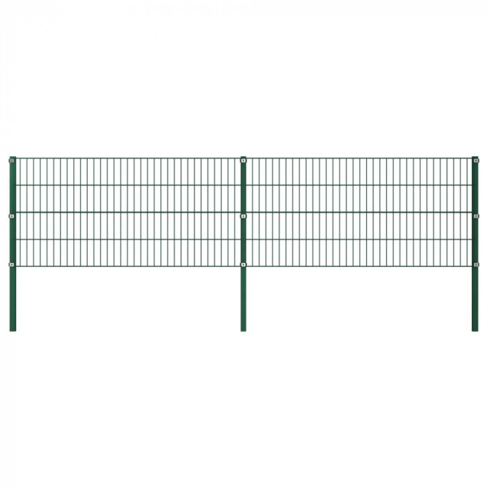 Gossi panou de gard cu stalpi, verde, 3,4, fier