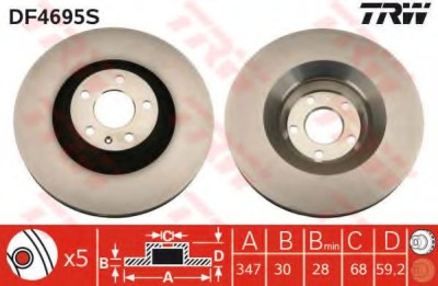 Disc frana AUDI A6 Allroad (4FH, C6) (2006 - 2011) TRW DF4695S foto