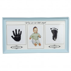 Rama foto amprenta bebe, 39x22 cm, tusiera inclusa, albastru, RESIGILAT