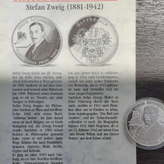 MEDALIE DIN ARGINT AUSTRIA - SERIA PERSONALITATI, CU CERTIFICAT, STEFAN ZWEIG