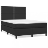 Cumpara ieftin Pat box spring cu saltea, negru, 140x200 cm, piele ecologica