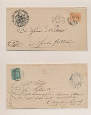 Italy 1880-1889 Postal History Rare 2 x Cover Pesaro DG.033 foto